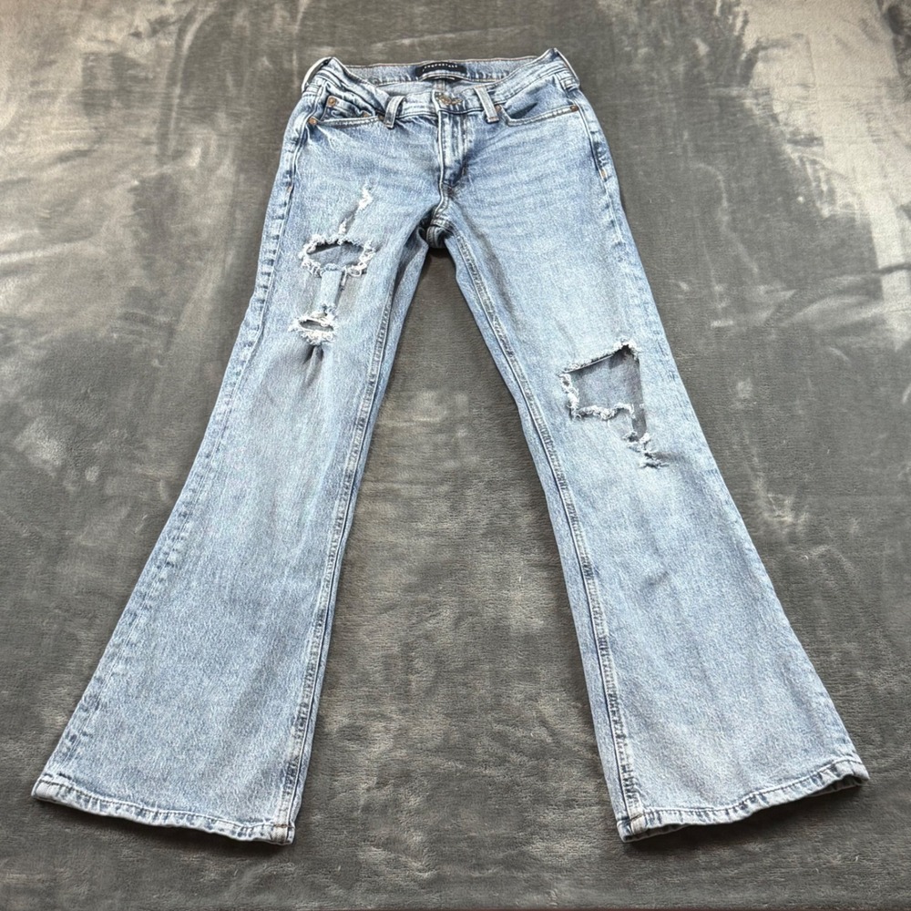 Aeropostale High Rise Flare Jeans Light Wash Distressed Denim 00R RN154379